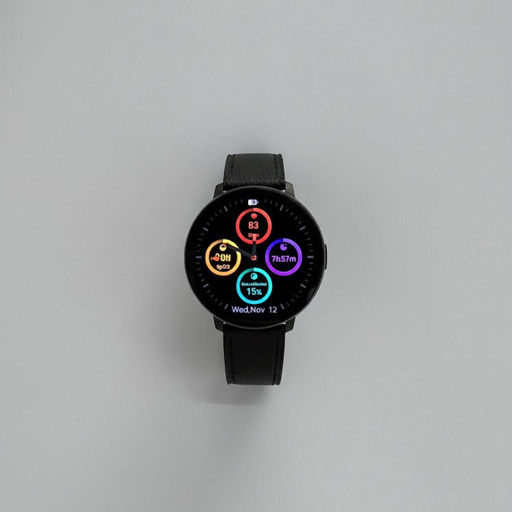 Watch2Care Vital Smartwatch (Black Case) - Black Leather Strap