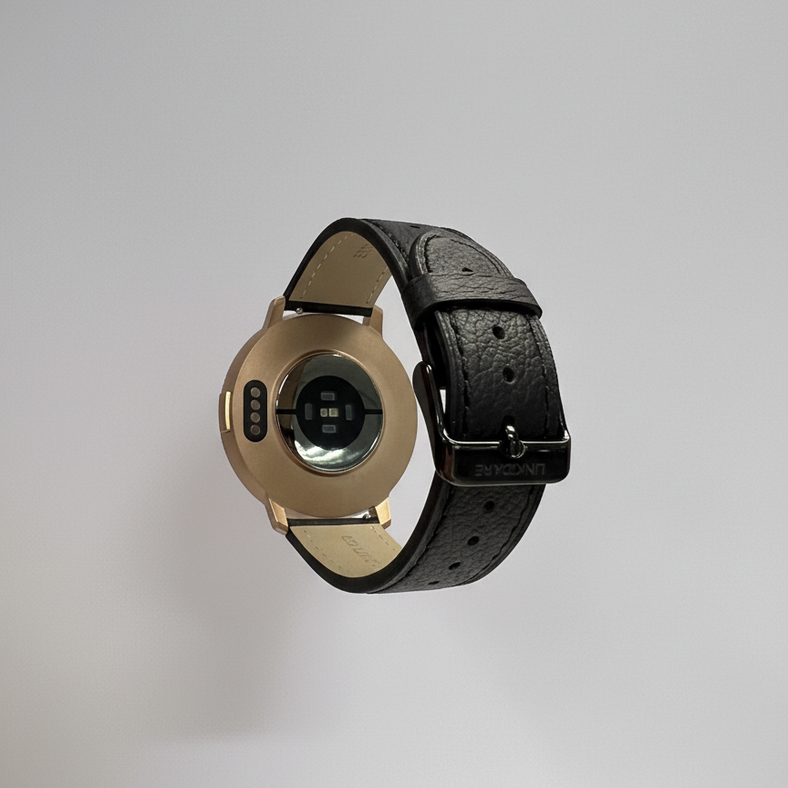 Watch2Care Vital Smartwatch (Rose Gold Case) - Black Leather Strap