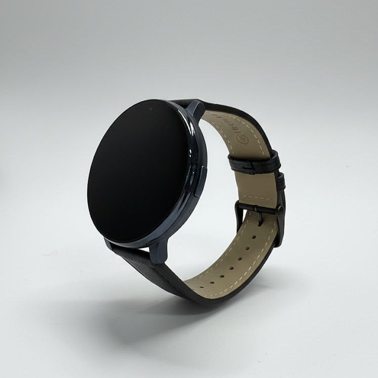 Watch2Care Vital Smartwatch (Navy Blue Case) - Black Leather Strap
