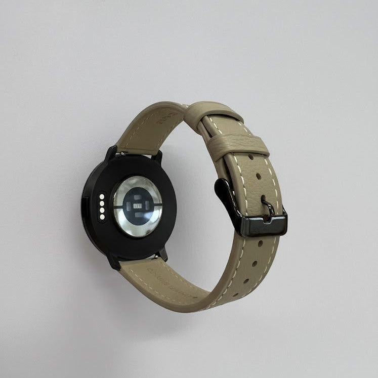 Watch2Care Vital Smartwatch (Black Case) - Light Beige Leather Strap