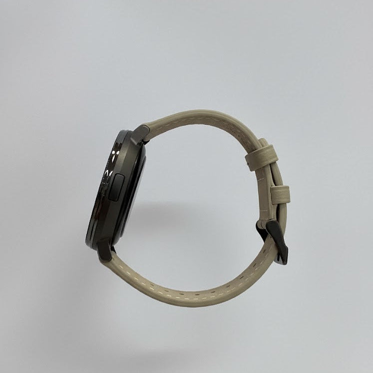 Watch2Care Vital Smartwatch (Black Case) - Light Beige Leather Strap
