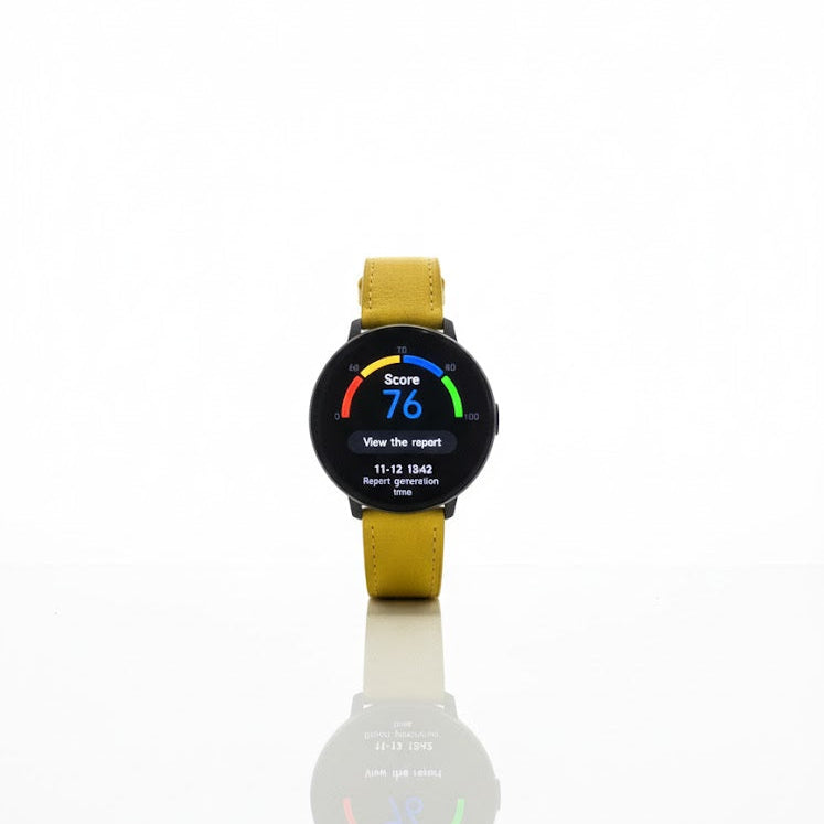 Watch2Care Vital Smartwatch (Black Case) - Yellow Leather Strap