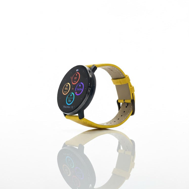Watch2Care Vital Smartwatch (Black Case) - Yellow Leather Strap