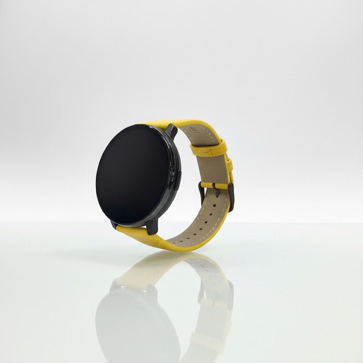 Watch2Care Vital Smartwatch (Black Case) - Yellow Leather Strap