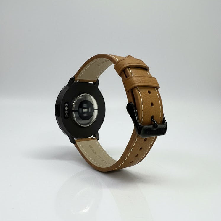 Watch2Care Vital Smartwatch (Black Case) - Brown Leather Strap