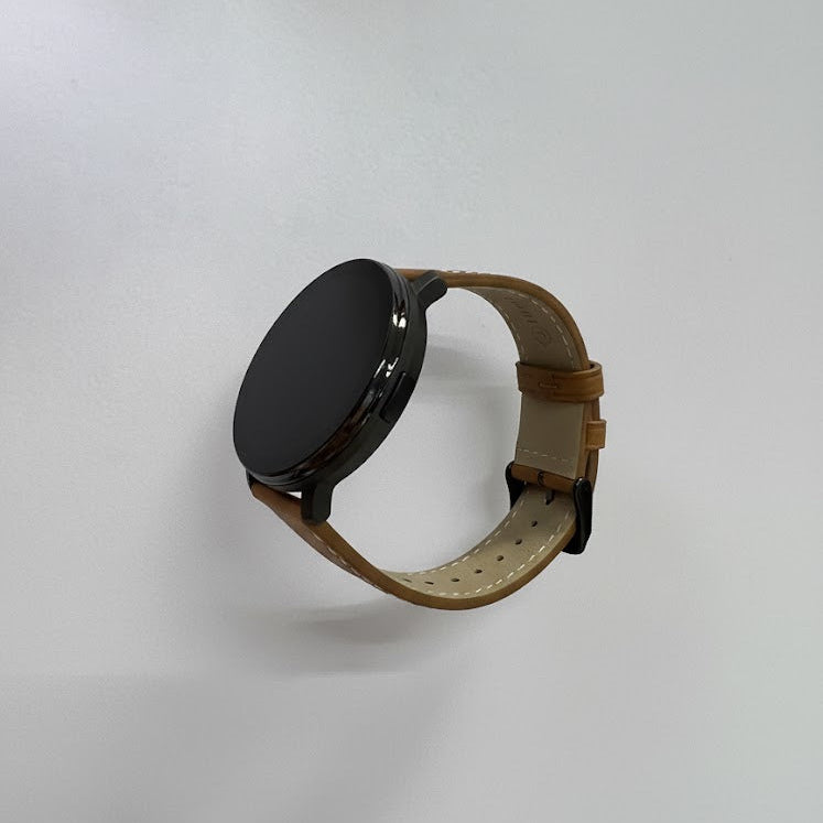 Watch2Care Vital Smartwatch (Black Case) - Brown Leather Strap