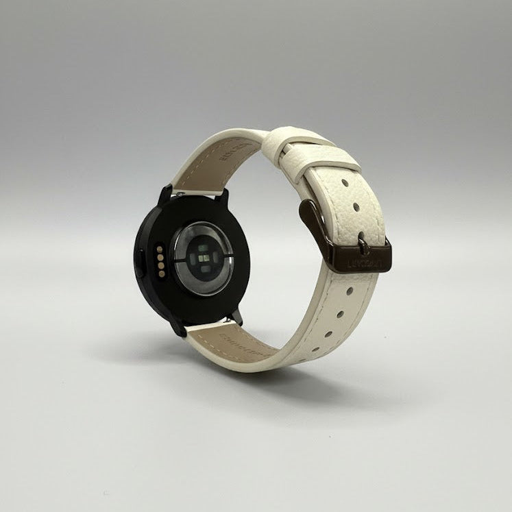 Watch2Care Vital Smartwatch (Black Case) - White Leather Strap
