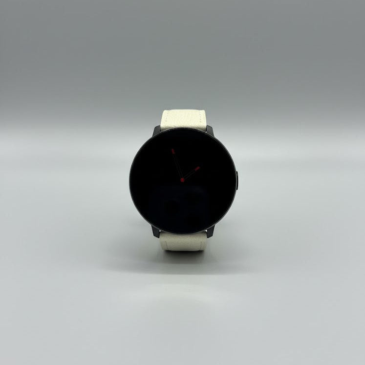 Watch2Care Vital Smartwatch (Black Case) - White Leather Strap