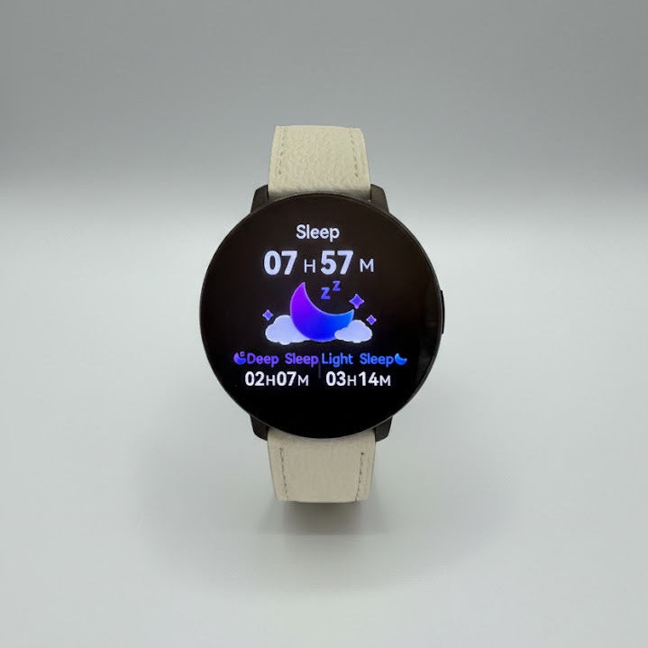 Watch2Care Vital Smartwatch (Black Case) - White Leather Strap