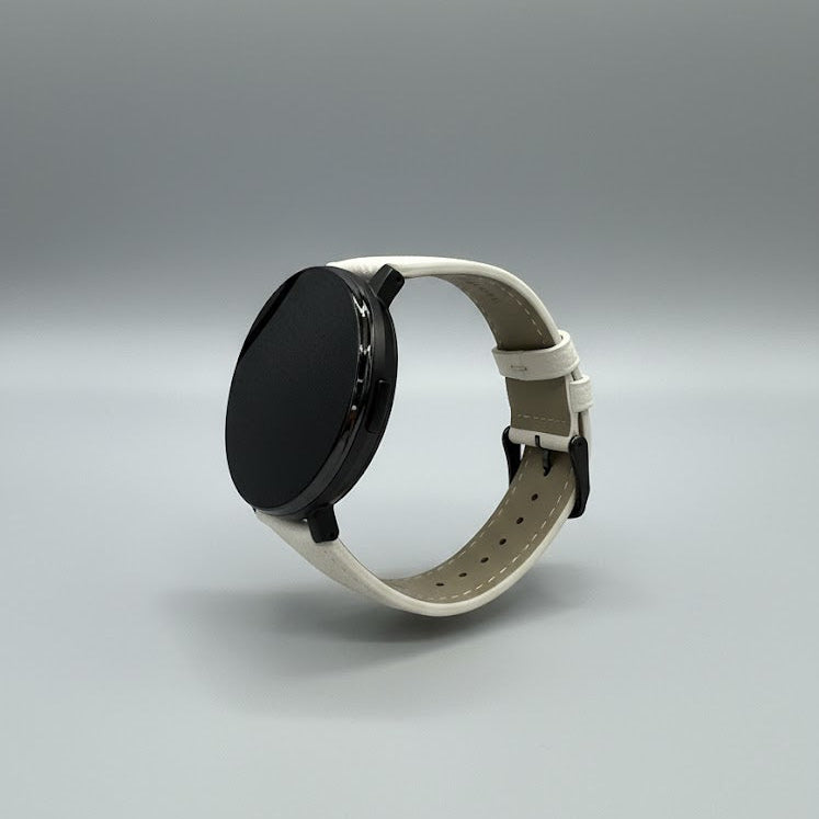 Watch2Care Vital Smartwatch (Black Case) - White Leather Strap