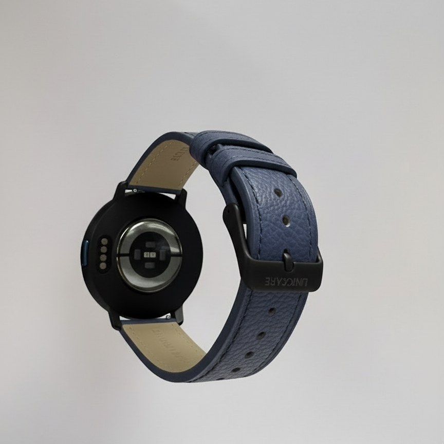 Watch2Care Vital Smartwatch (Navy Blue Case) - Blue Leather Strap