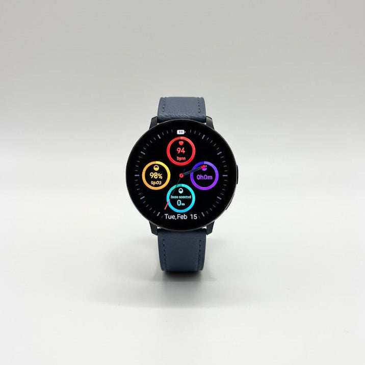 Watch2Care Vital Smartwatch (Navy Blue Case) - Blue Leather Strap
