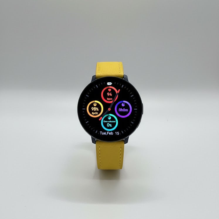 Watch2Care Vital Smartwatch (Navy Blue Case) - Yellow Leather Strap