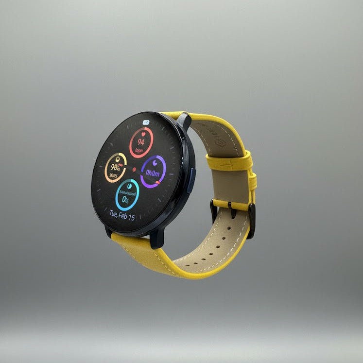 Watch2Care Vital Smartwatch (Navy Blue Case) - Yellow Leather Strap