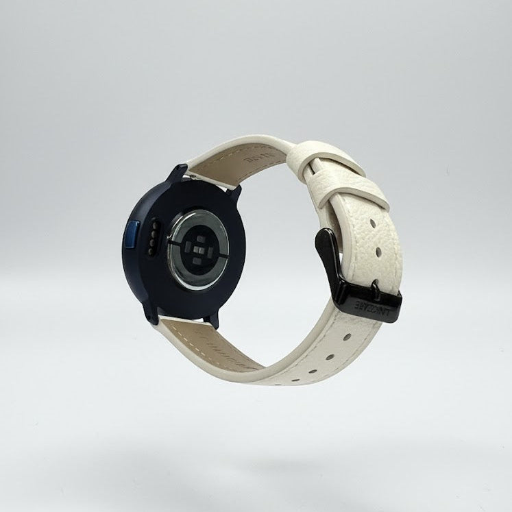 Watch2Care Vital Smartwatch (Navy Blue Case) - White Leather Strap