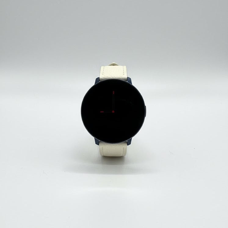Watch2Care Vital Smartwatch (Navy Blue Case) - White Leather Strap