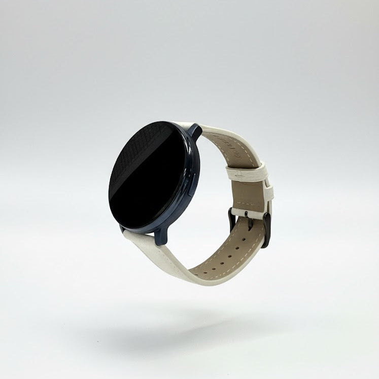 Watch2Care Vital Smartwatch (Navy Blue Case) - White Leather Strap