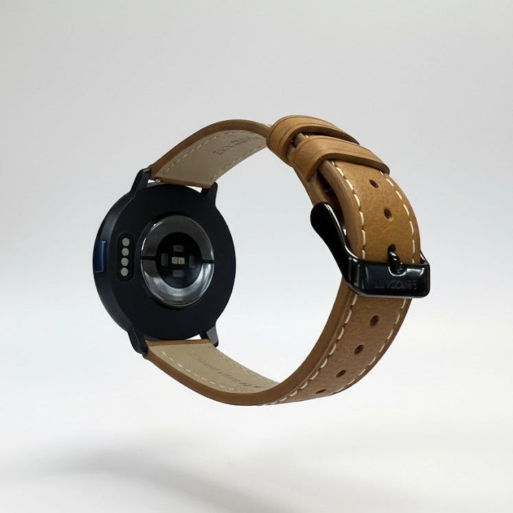 Watch2Care Vital Smartwatch (Navy Blue Case) - Brown Leather Strap