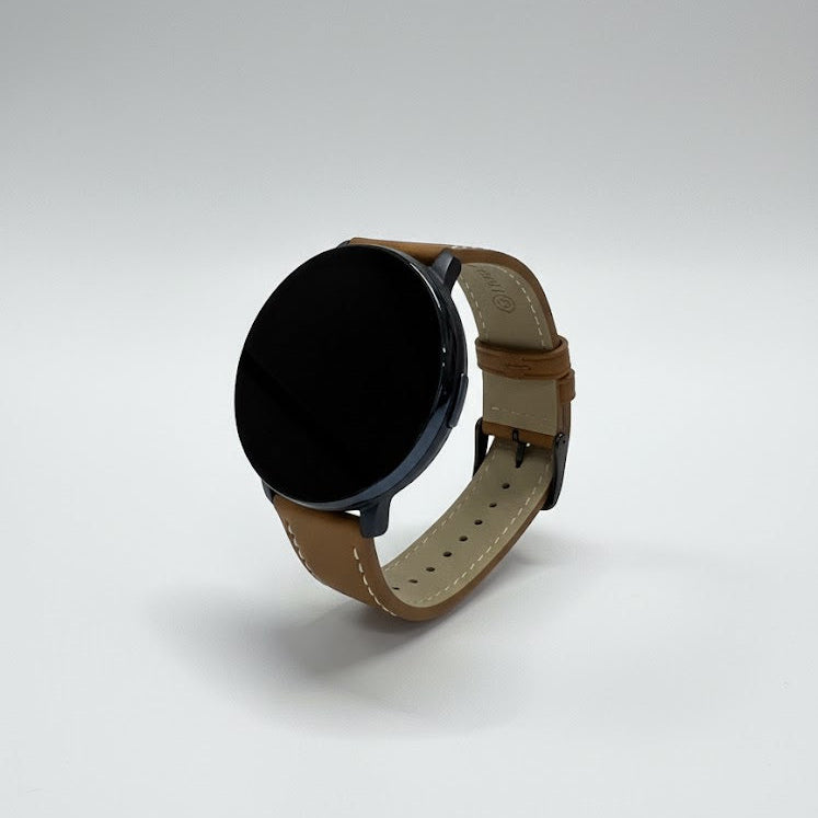 Watch2Care Vital Smartwatch (Navy Blue Case) - Brown Leather Strap