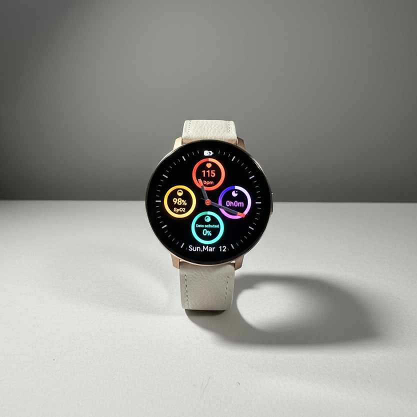 Watch2Care Vital Smartwatch (Rose Gold Case) - White Leather Strap