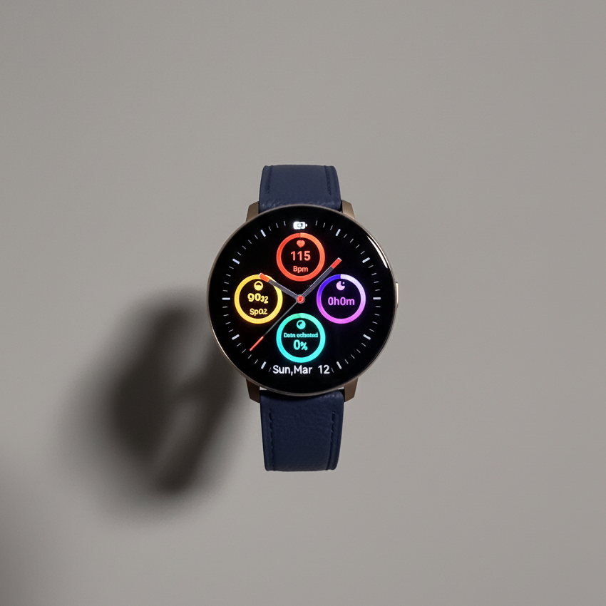 Watch2Care Vital Smartwatch (Rose Gold Case) - Blue Leather Strap