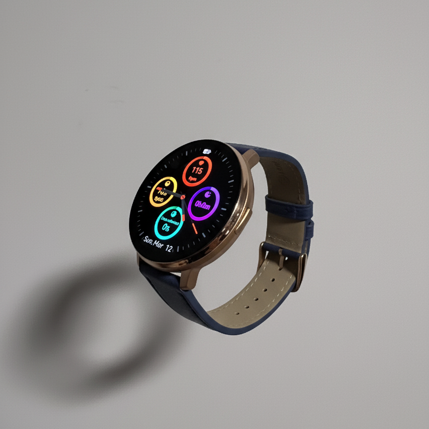 Watch2Care Vital Smartwatch (Rose Gold Case) - Blue Leather Strap